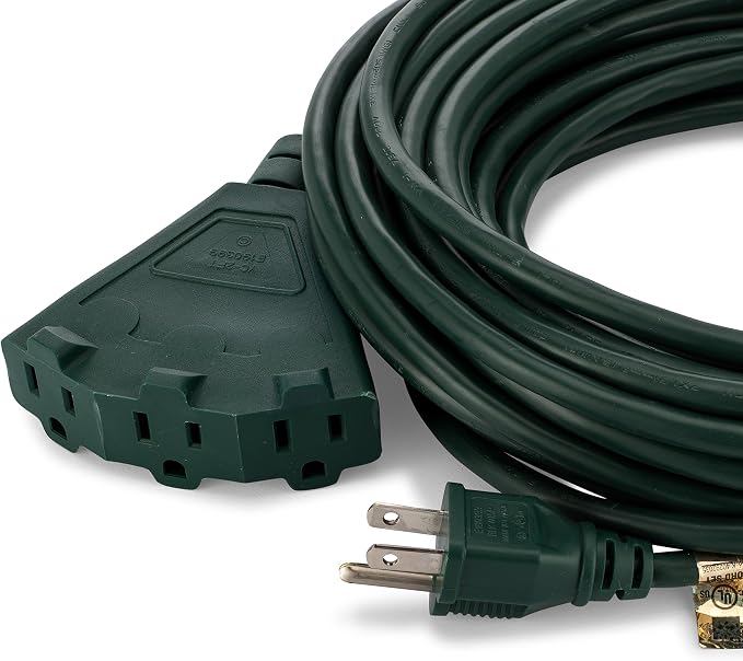 Holiday Lighting Outlet 50-Foot Green Extension Cord, 3-Prong Indoor & Outdoor - Image 2