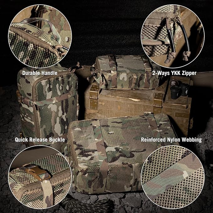 PETAC GEAR 3 PCS Tactical Modular Packing Cubes, Large Capacity Mesh Storage Bag - Image 7