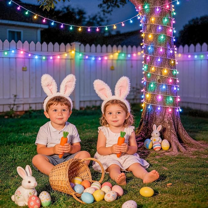 JMEXSUSS 100 LED Connectable Easter Lights String Indoor, 33 ft Globe String - Image 3