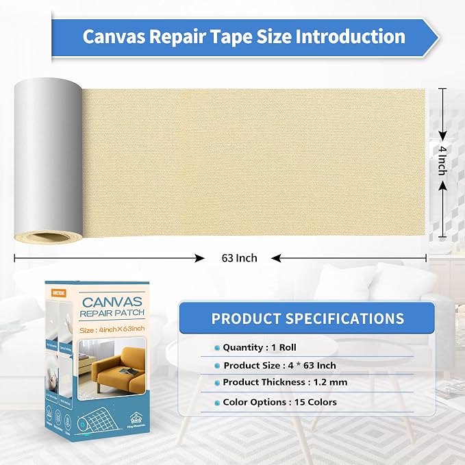 KING MOUNTAIN Canvas Repair Tape, Outdoor Gear Patch, 4×63 Inches, Waterproof - Image 4