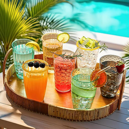 Kate Aspen Clear Ribbed Acrylic Glasses Drinkware Set of 8, 21 oz, Plastic - Image 7