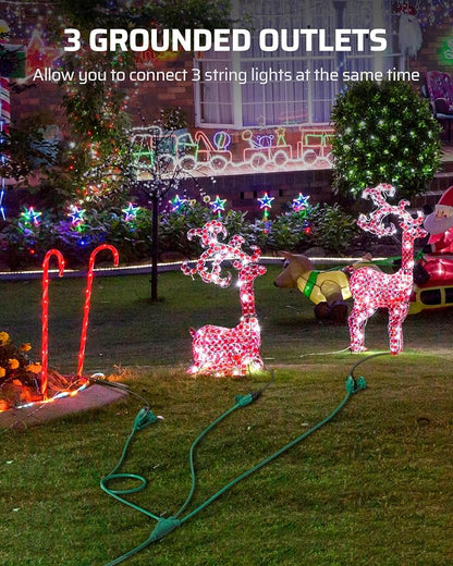 DEWENWILS Christmas Outdoor Extension Cord 1 to 3 Splitter, Total 12FT - Image 8