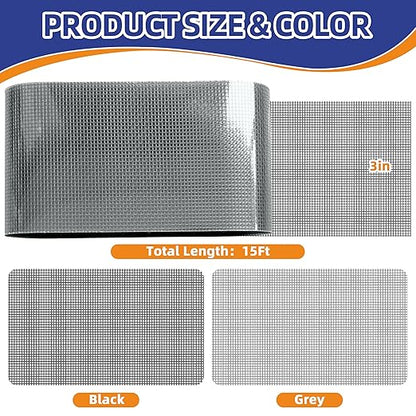 KING MOUNTAIN Grey Window Screen Repair Tape, 3inX15FT Heavy Duty Screen Repair - Image 2