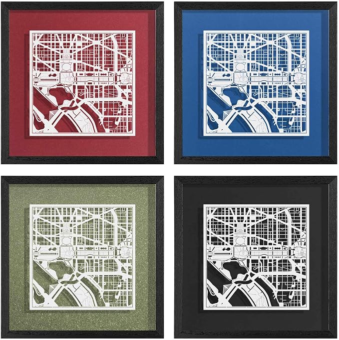 O3 Design Studio Washington D.C. Cut Map Framed, 9x9 inches, Paper Cutting Art - Image 3