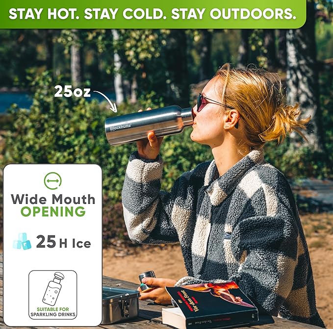 Blockhütte Vacuum Insulated Stainless Steel Water Bottle - 25 oz I Wide Mouth - Image 2