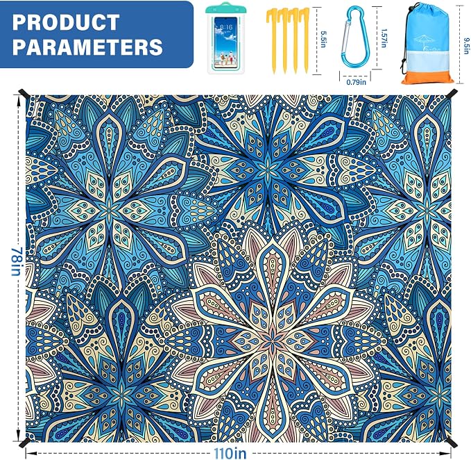 Famstar Beach Blanket Oversized Extra Large78 X 110", Waterproof Sandproof - Image 7