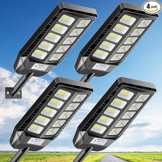 Solar Lights Outdoor, IP66 Waterproof Street Lights Outdoor, 6500K Dusk to Dawn by DEEPN