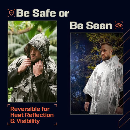 PREPARED4X Emergency Mylar Poncho – Survival Rain Poncho - Image 4