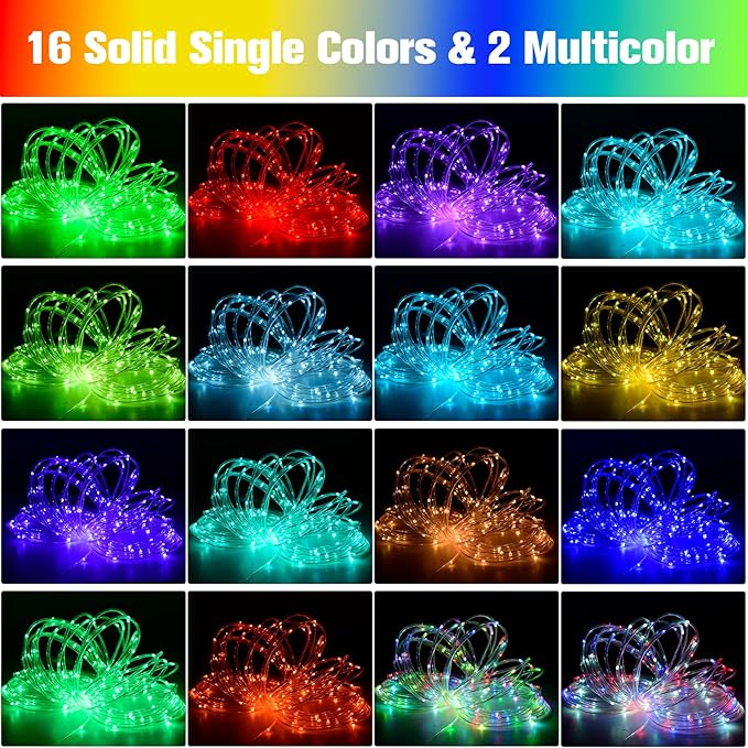 Nazuwke 49Ft LED Rope Lights for Outside, 18 Colors Changing Outdoor Fairy - Image 2