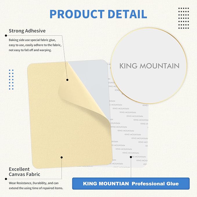 KING MOUNTAIN Canvas Repair Patch 9 x11 Inch 2 Pcs Self-Adhesive Waterproof - Image 3