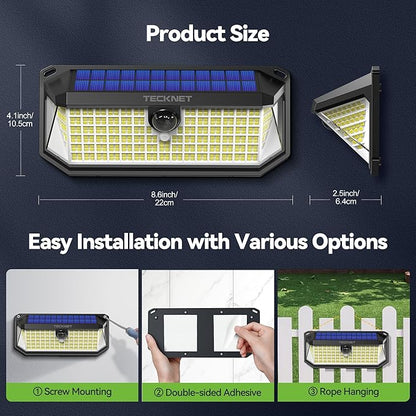 TECKNET 416 LED Solar Powered Outdoor Lights, 270° Angle & 3 Lighting Modes - Image 7