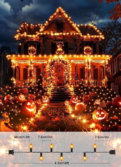 2 Pack Orange Halloween Mini Lights, 13 Feet 50 Count Totally 100 Count - Image 3