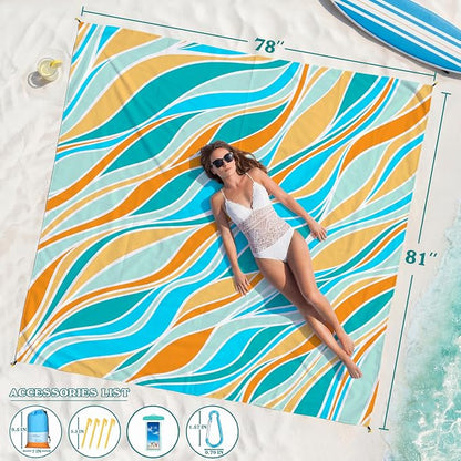 Famstar Beach Blanket Oversized Extra Large 78" X 81", Waterproof Sandproof - Image 2