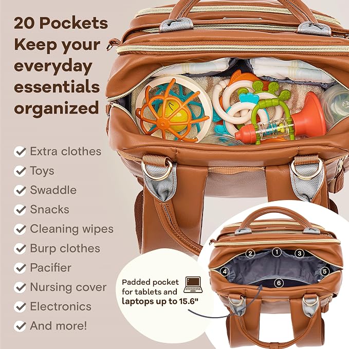 RUVALINO Diaper Bag Backpack, Large Capacity, Waterproof - Image 4