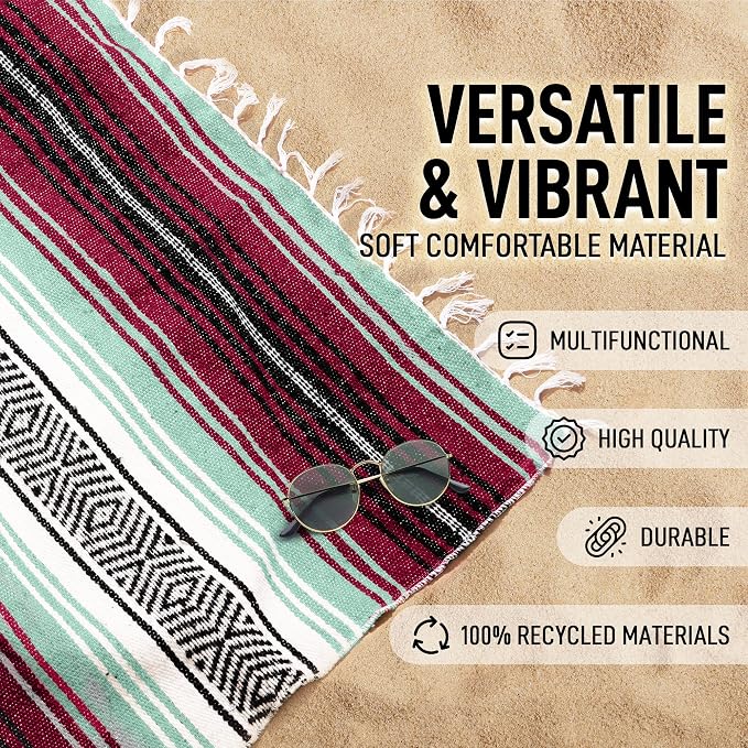 Hydration Nation Authentic Large Handwoven Mexican Blanket - Image 2