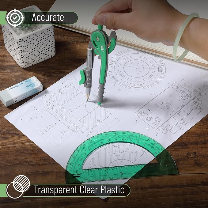 Mr. Pen- Geometry Compass and Protractor Set, 6 Inch Compass, 6 Inch Protractor - Image 4