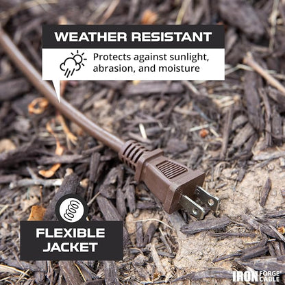 Iron Forge Cable 2 Prong Outdoor Extension Cord 25 ft, 16/2 SJTW 25 Foot Brown - Image 3