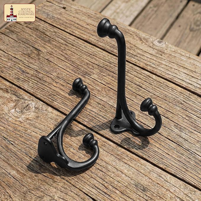 Mystic Colonial Rustic Cast Iron Wall Hooks Heavy Duty Retro Utility Hooks - Image 4