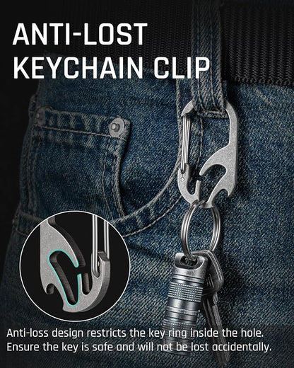 TISUR Titanium Carabiner Keychain Clip, Anti-Lost Key Ring Holder, Self-Locking - Image 7