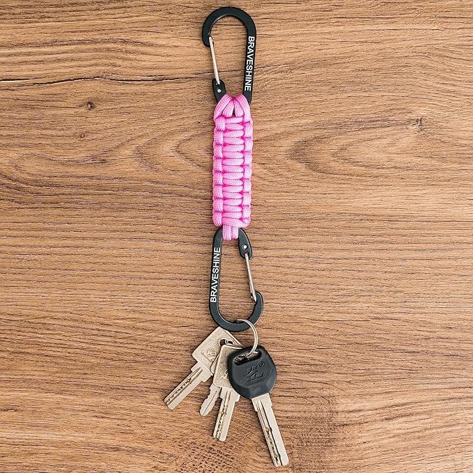BRAVESHINE Paracord Keychain Carabiner Clip, D Ring Lanyard Hanger Stroller Hook - Image 8