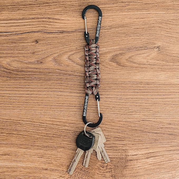 BRAVESHINE Paracord Keychain Carabiner Clip, D Ring Lanyard Hanger Stroller Hook - Image 4