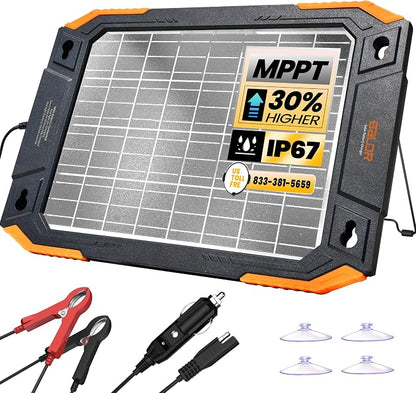 BALDR 12V Solar Battery Charger, 13W Waterproof Dual Sided Battery Maintainer by BaldrInc