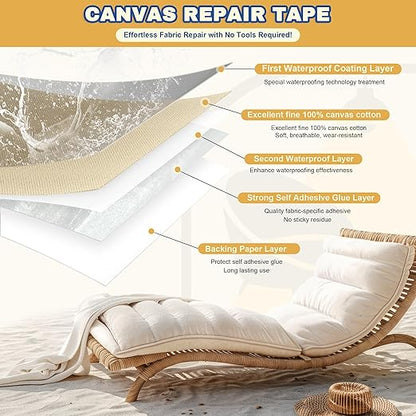 Canvas Repair Tape, 3.2 x 63 Inch Waterproof Heavy Duty Fabric Tape - Image 4