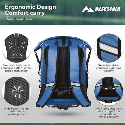 MARCHWAY Roll Top Waterproof Backpack, Floating Dry Bag 20L/30L/45L - Image 3