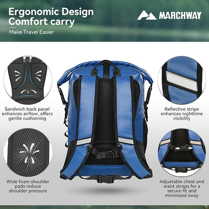 MARCHWAY Roll Top Waterproof Backpack, Floating Dry Bag 20L/30L/45L - Image 3