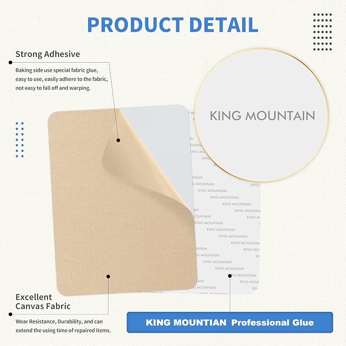 KING MOUNTAIN Canvas Repair Patch 9 x11 Inch 2 Pcs Self-Adhesive Waterproof - Image 3