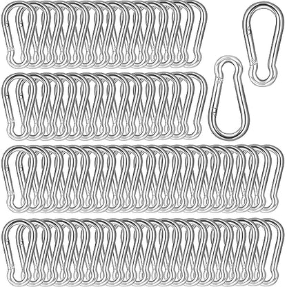 200 PCS 2'' Spring Snap Hook Carabiner, M5 3/16 Inch Galvanized Silver Steel by HANDRERLEE