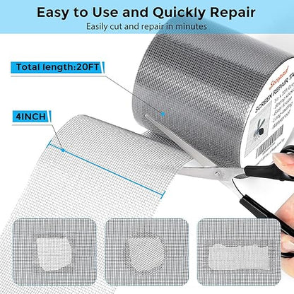 Secopad Grey Window Screen Repair Tape, 3IN X 20FT Screen Repair Kit - Image 3