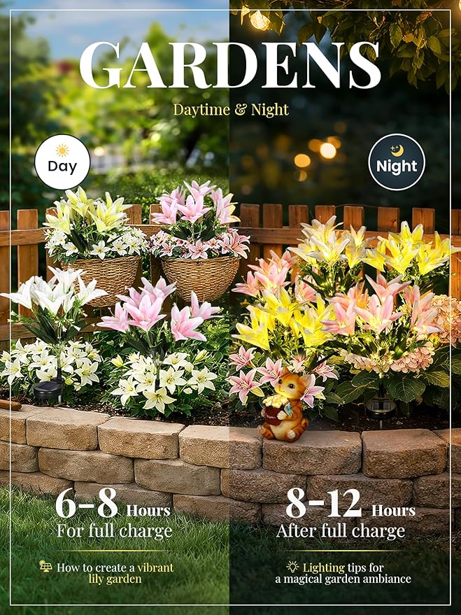 GIGALUMI Solar Garden Lights, Yard Decorations Outdoor, Allergy-Free Light up - Image 3