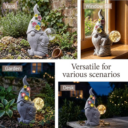 Solar Funny Garden Gnome Statue: Outdoor Sculpture Lights - Image 7
