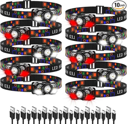 KunHe 10 Pack led Rechargeable Headlamp Flashlight Headlight Motion Sensor 10 by KunHe
