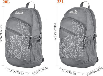 Outlander Packable Handy Lightweight Travel Hiking Backpack Daypack-Grey-L - Image 6