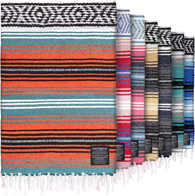 Hydration Nation Authentic Large Handwoven Mexican Blanket by ZulayKitchen
