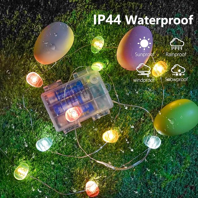 Easter Decorations Easter Egg Lights, Pastel Fairy Lights Battery Operated - Image 2