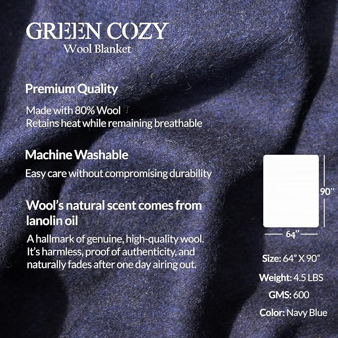 Military Style Wool Blanket – Cushioned, Breathable, Warm & Washable – - Image 6