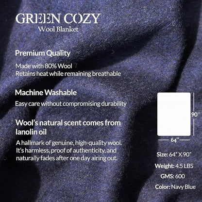 Military Style Wool Blanket – Cushioned, Breathable, Warm & Washable – - Image 6