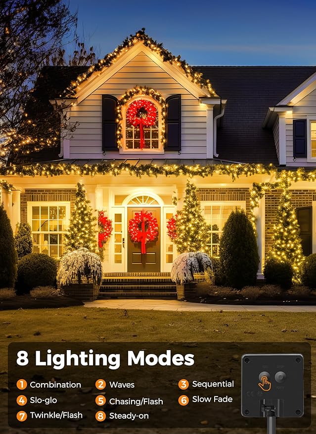 Minetom Solar String Lights Outdoor Waterproof- 40 FT 100 LED Solar Powered - Image 3