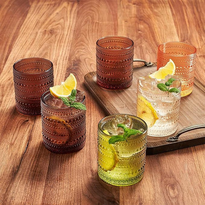 Hobnail Beaded Highball Drinking Tumbler Glasses | Set of 6 | Venus Sand Colors - Image 2