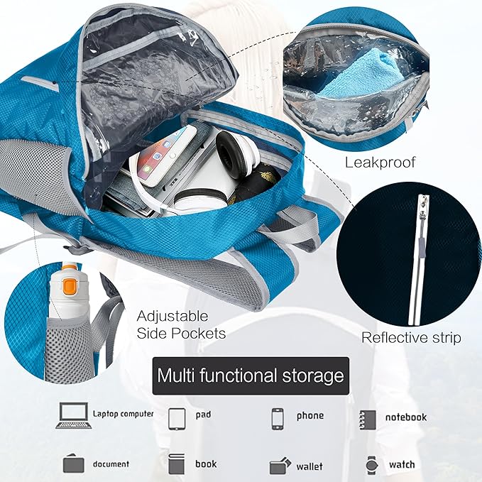 Waterproof Foldable Backpack Dry Storage Lightweight Daypack 35L Outdoor - Image 4