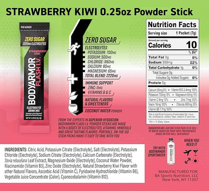BODYARMOR Flash IV Electrolyte Packets, Strawberry Kiwi, Lemon Lime, & Tropical - Image 2