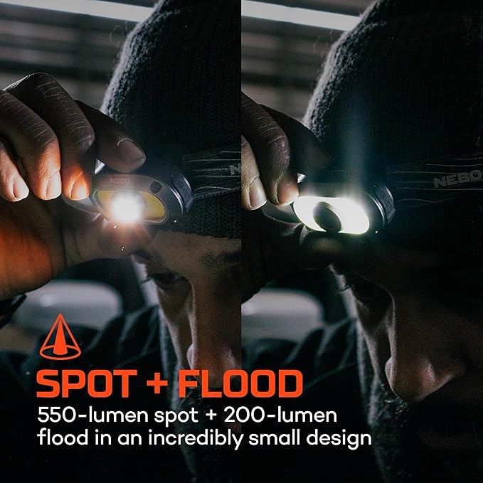 NEBO MYCRO 550+ Rechargeable Headlamp | 550 Lumens, 7 Light Modes, Water - Image 5