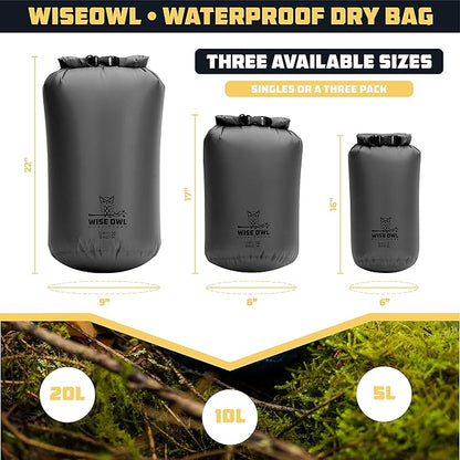 Wise Owl Outfitters Waterproof Dry Bag 3-Pack – Lightweight & Airtight - Image 3