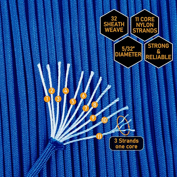 HERCULES 750lb Paracord 4mm 11 Strands Tactical Parachute Cord, Outdoor Gear - Image 3