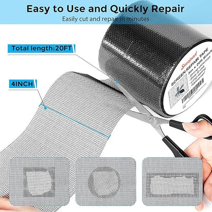 Secopad Black Window Screen Repair Tape, 3IN x 20FT Screen Repair Kit - Image 6