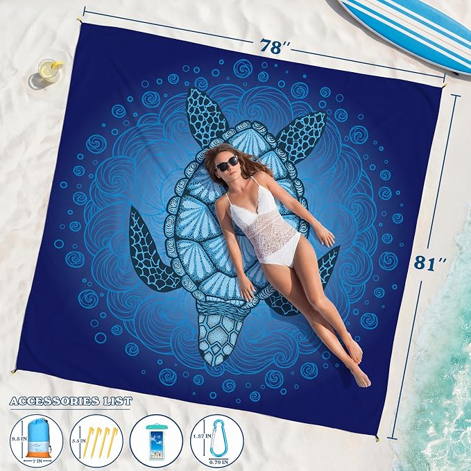 Famstar Beach Blanket Oversized Extra Large 78" X 81", Waterproof Sandproof - Image 2