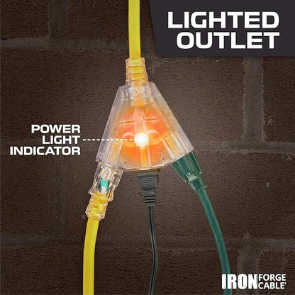 Iron Forge Cable 50ft Yellow Outdoor Extension Cord - Image 3